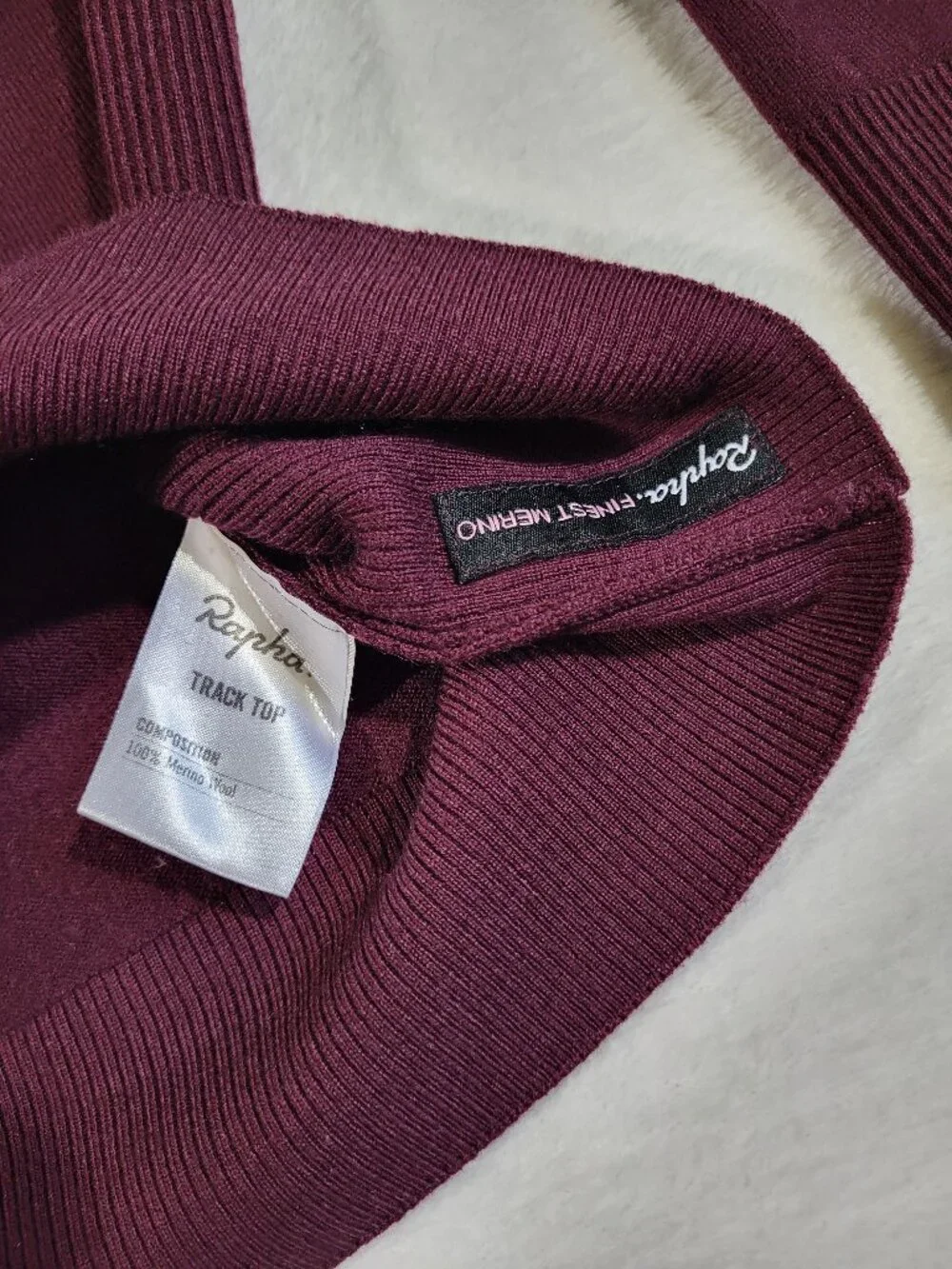 Rapha Finest Merino Track Top Full Zip Maroon Sweater - Large!